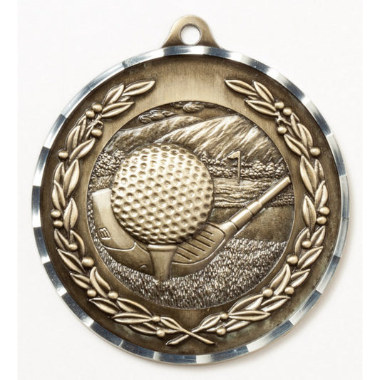 Diamond Cut Golf Medal 2.75" / Gold