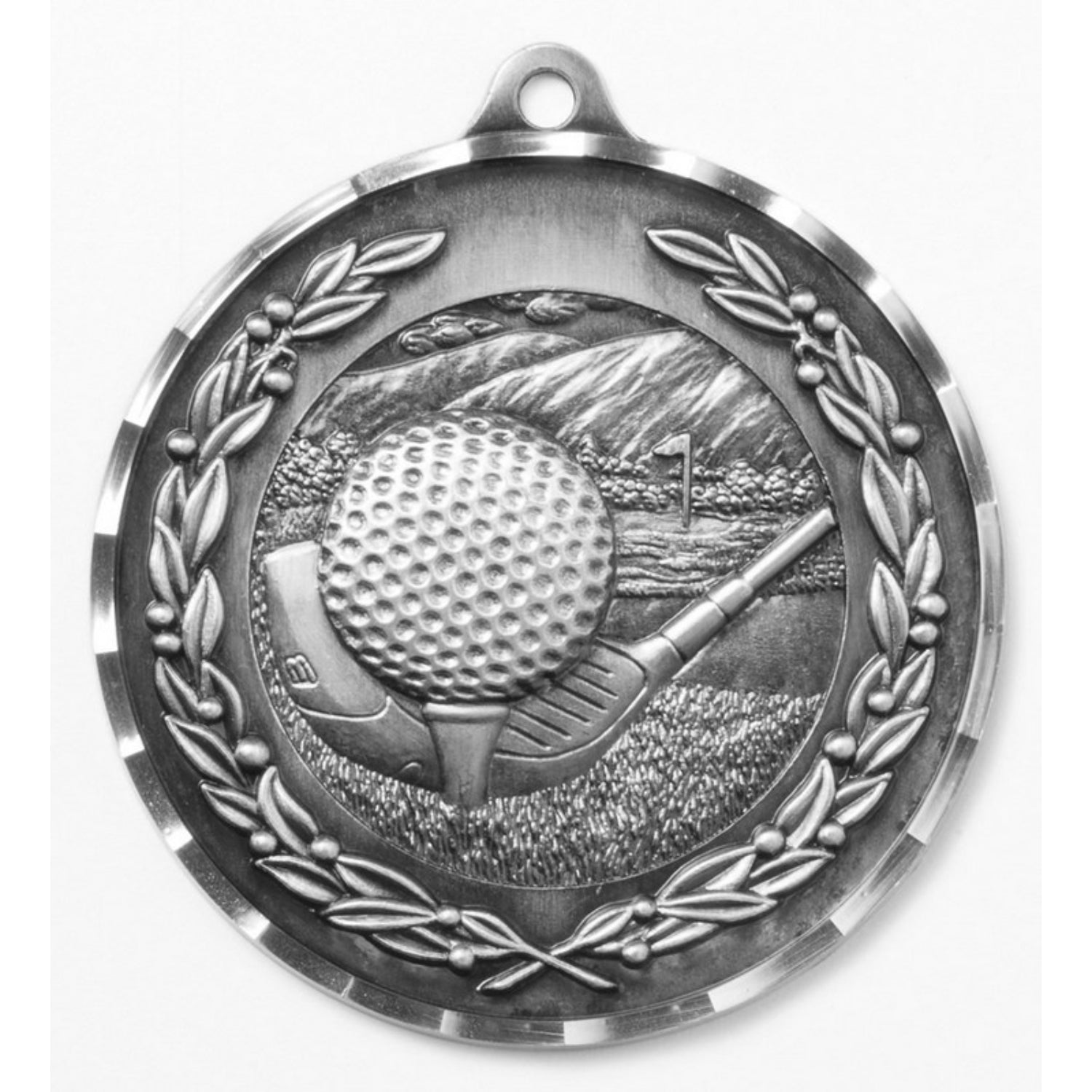 Diamond Cut Golf Medal 2.75" / Silver