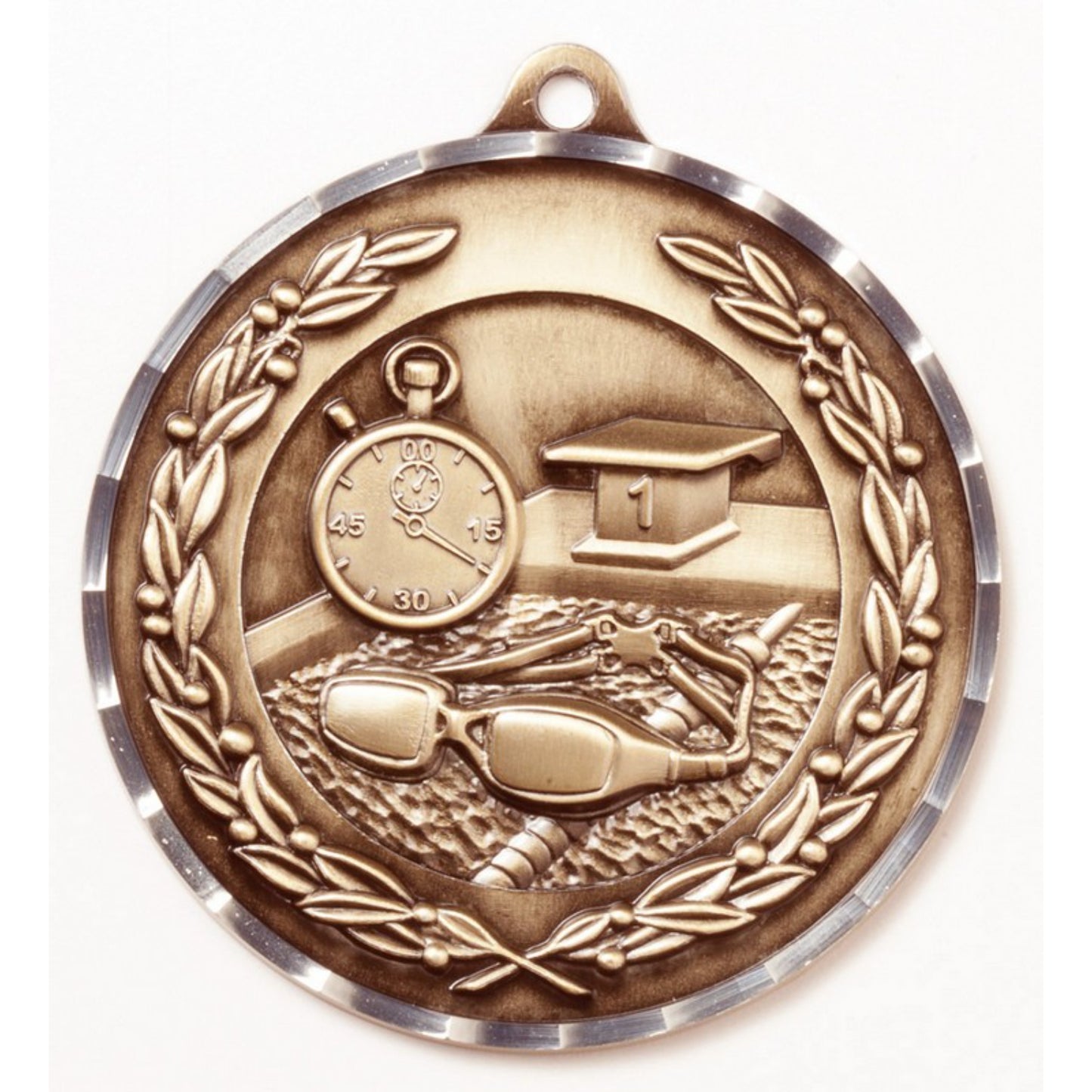 Diamond Cut Swimming Medal 2.75" / Bronze (Copper Tone)
