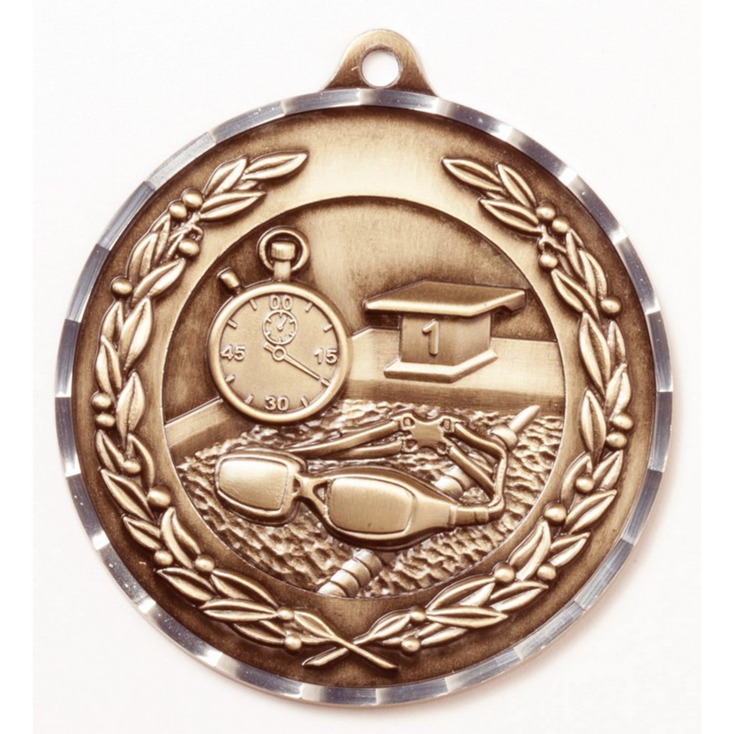Diamond Cut Swimming Medal 2.75" / Bronze (Copper Tone)