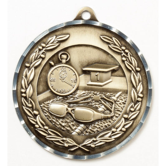 Diamond Cut Swimming Medal 2.75" / Gold