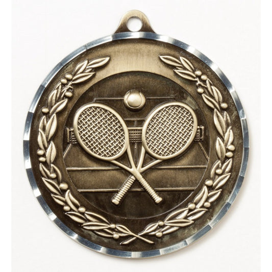 Diamond Cut Tennis Medal 2.75" / Gold