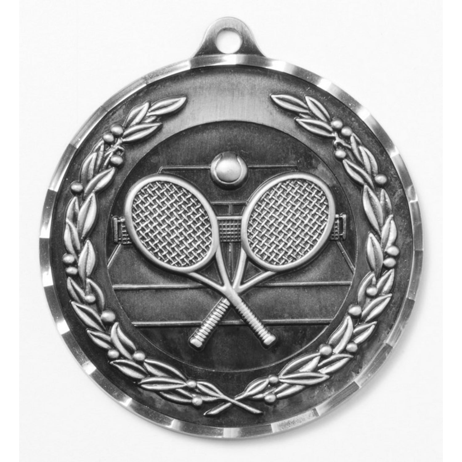 Diamond Cut Tennis Medal 2.75" / Silver