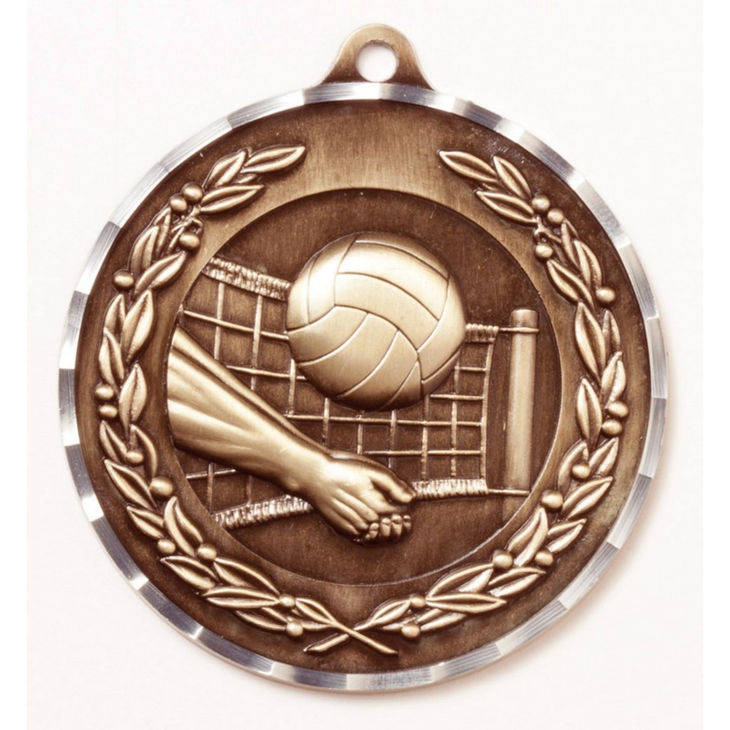 Diamond Cut Volleyball Medal 2.75" / Bronze (Copper Tone)