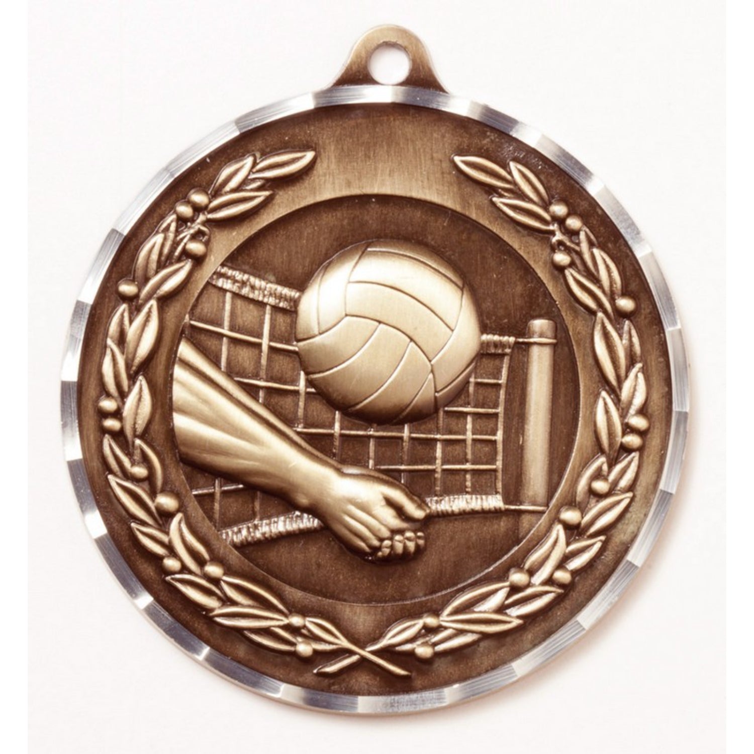 Diamond Cut Volleyball Medal 2.75" / Bronze (Copper Tone)