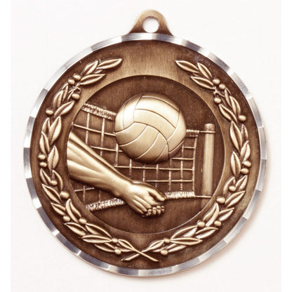 Diamond Cut Volleyball Medal 2.75" / Bronze (Copper Tone)
