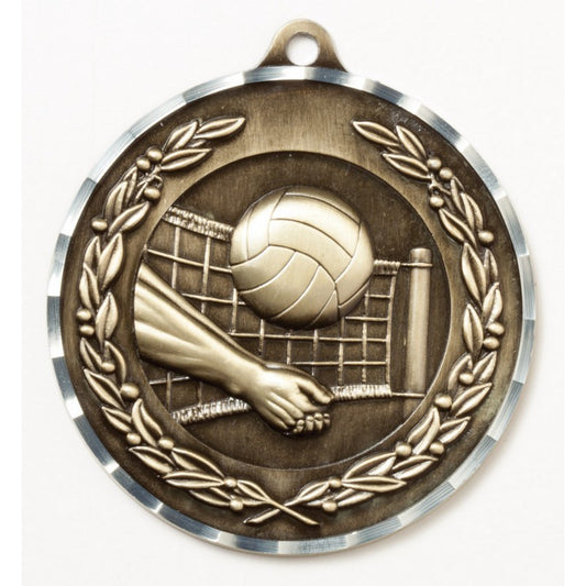 Diamond Cut Volleyball Medal 2.75" / Gold