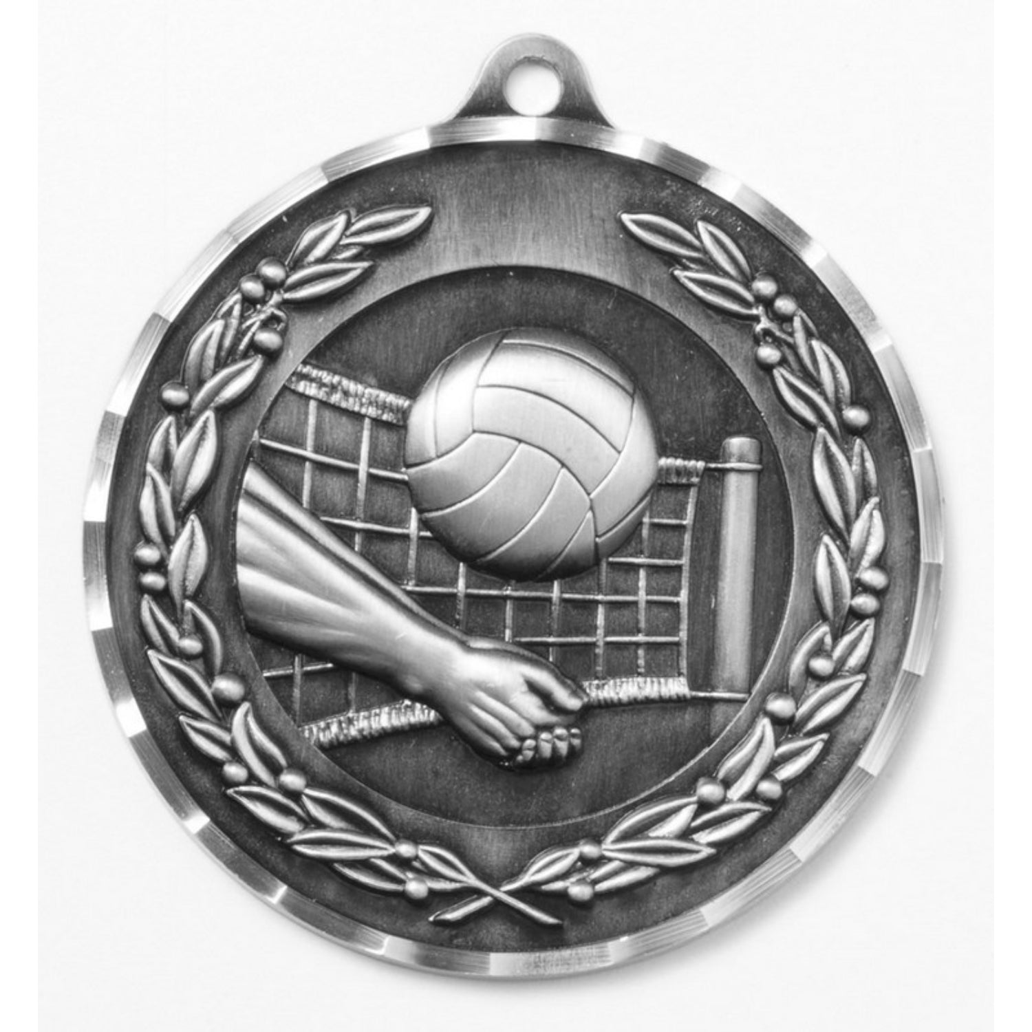 Diamond Cut Volleyball Medal 2.75" / Silver