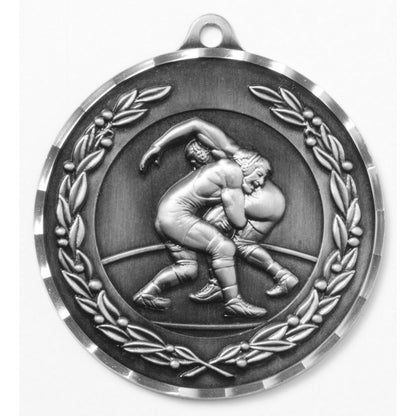 Diamond Cut Wrestling Medal 2.75" / Silver