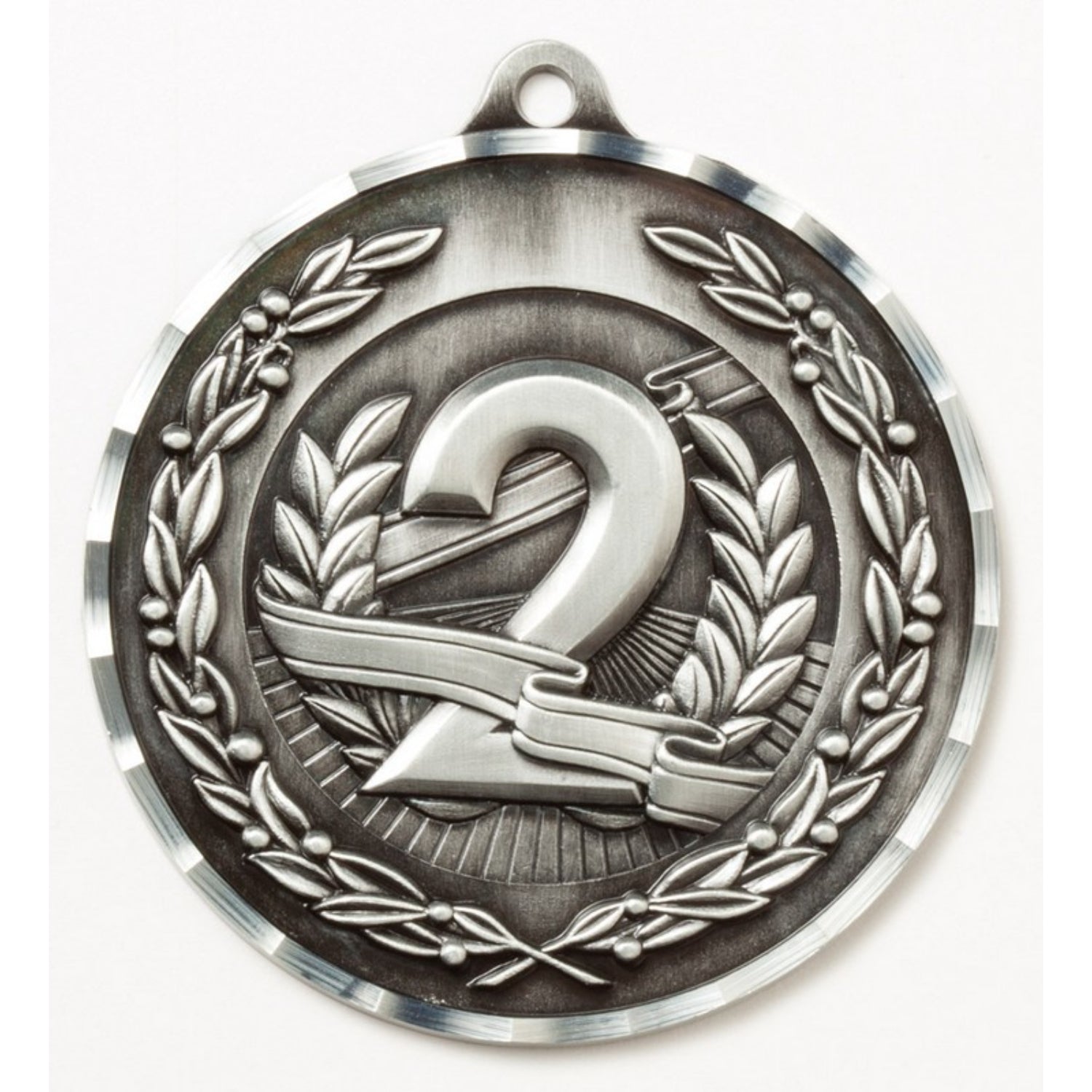 Diamond Cut 2nd Place Medal 2.75" / Silver