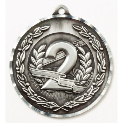 Diamond Cut 2nd Place Medal 2.75" / Silver