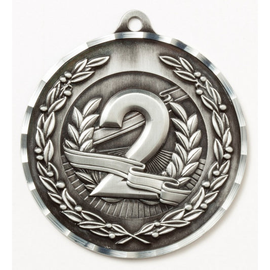 Diamond Cut 2nd Place Medal 2.75" / Silver