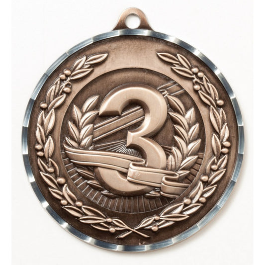 Diamond Cut 3rd Place Medal 2.75" / Bronze (Copper Tone)