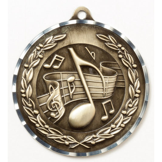 Diamond Cut Music Medal 2.75" / Gold