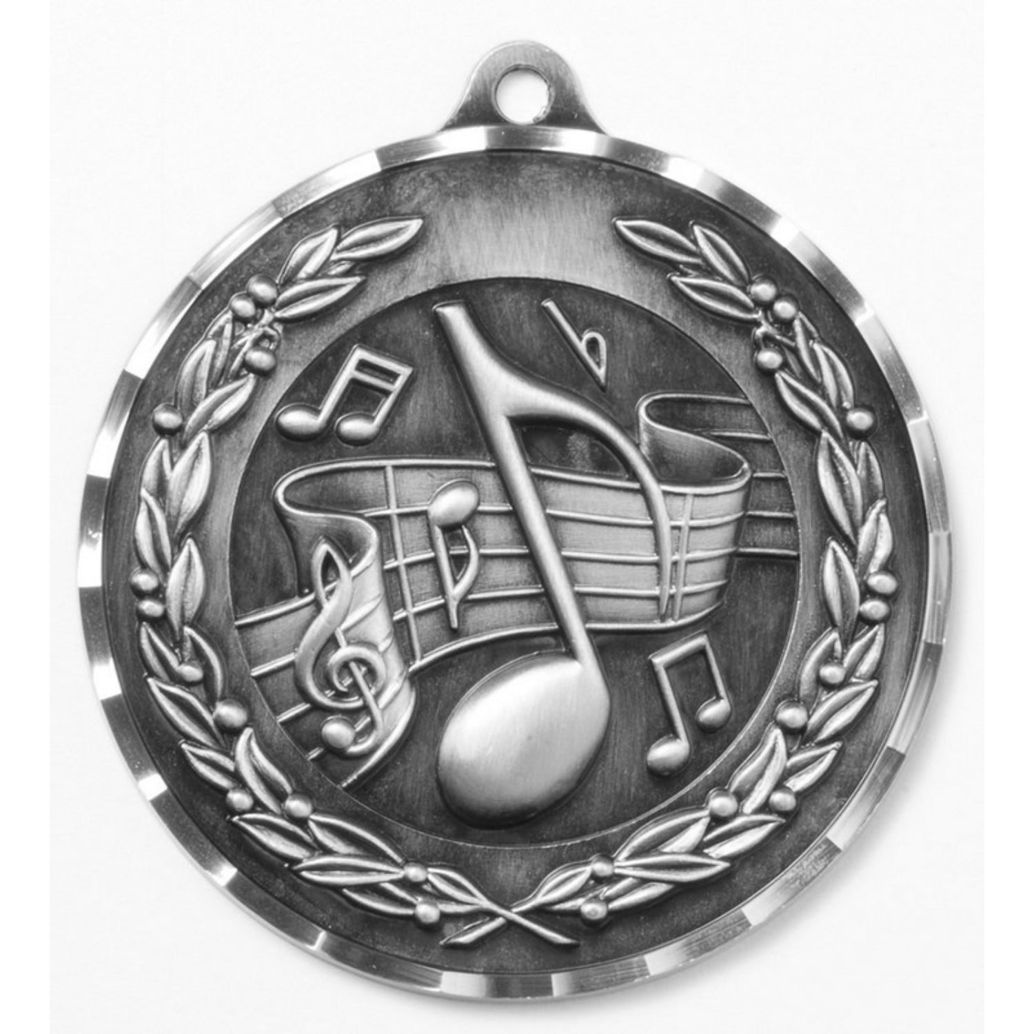 Diamond Cut Music Medal 2.75" / Silver