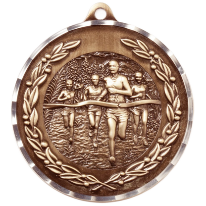 Diamond Cut Cross Country Medal 2.75" / Bronze (Copper Tone)