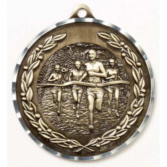 Diamond Cut Cross Country Medal 2.75" / Gold