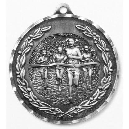 Diamond Cut Cross Country Medal 2.75" / Silver