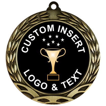 Wreath Custom Insert Medal 2.75" / Gold