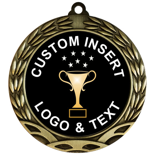 Wreath Custom Insert Medal 2.75" / Gold