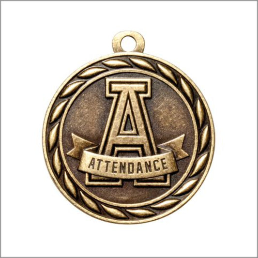 Scholastic Attendance Medal 2" / Gold