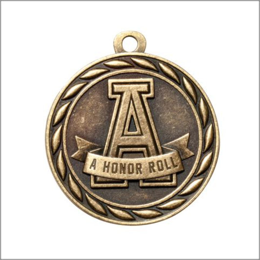 Scholastic A-Honor Roll Medal 2" / Gold