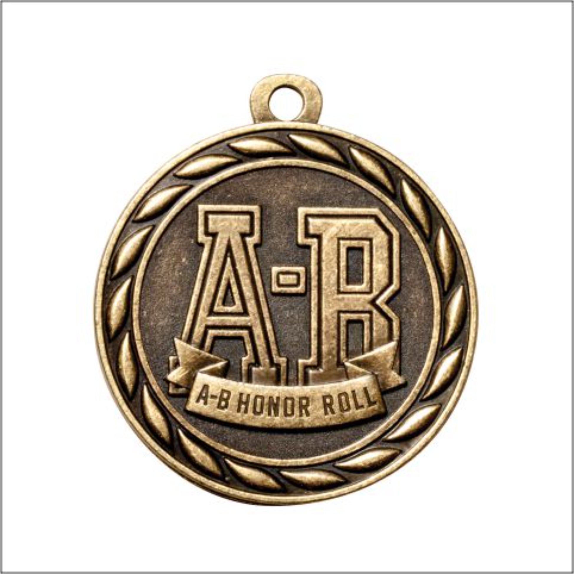 Scholastic A-B Honor Roll Medal 2" / Gold