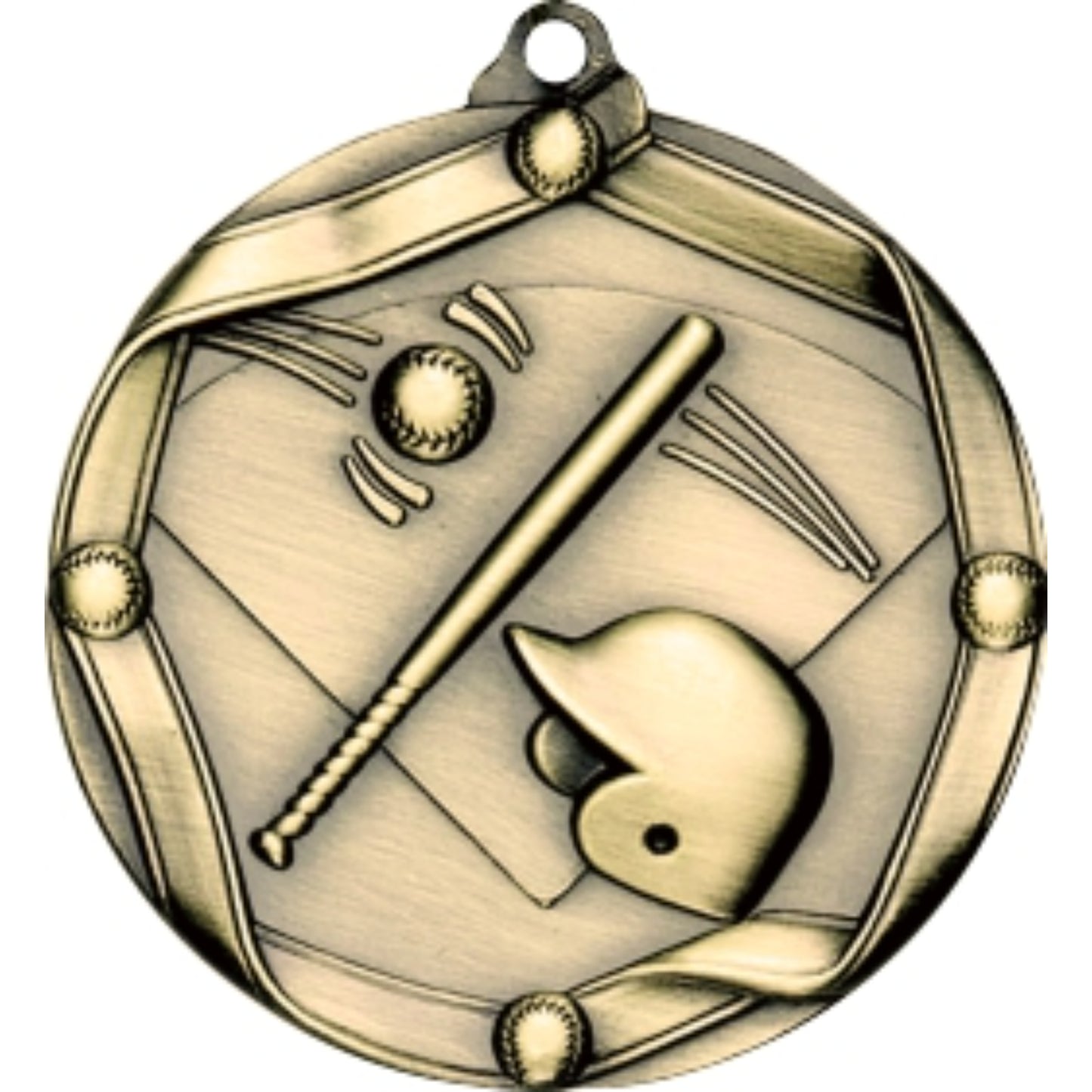 Ribbon Baseball Medal 2.25" / Gold