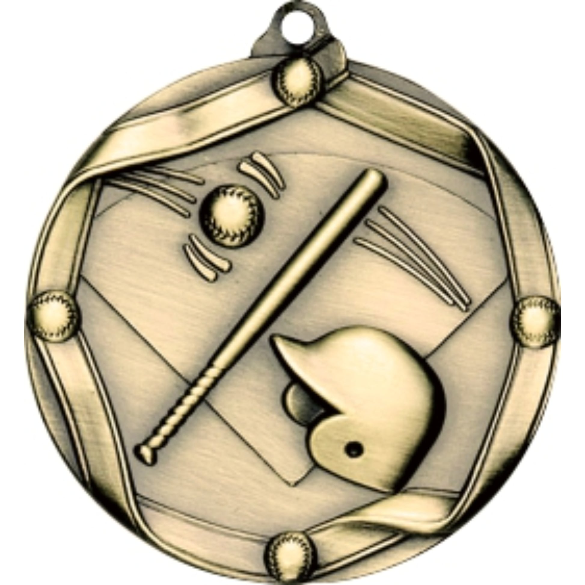 Ribbon Baseball Medal 2.25" / Gold