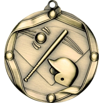 Ribbon Baseball Medal 2.25" / Gold