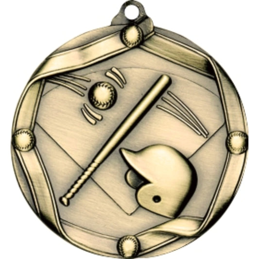 Ribbon Baseball Medal 2.25" / Gold