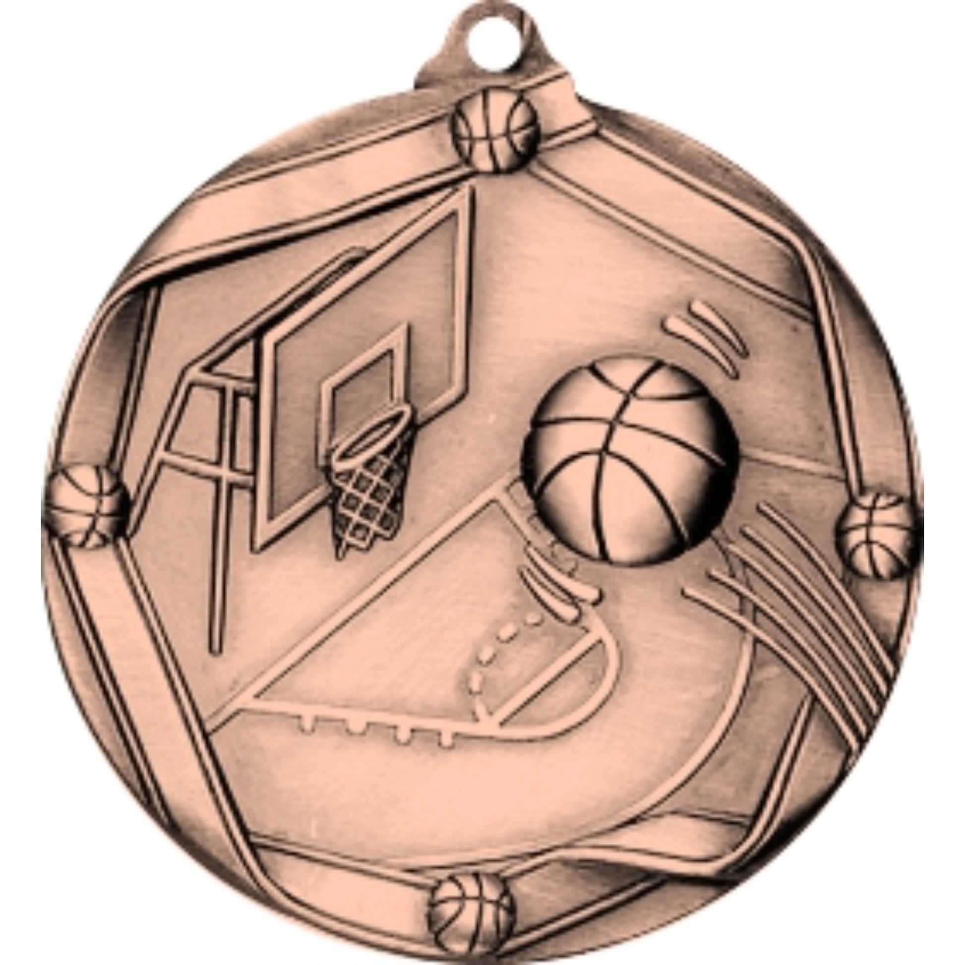 Ribbon Basketball Medal 2.25" / Bronze (Copper Tone)