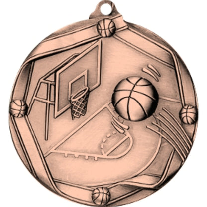 Ribbon Basketball Medal 2.25" / Bronze (Copper Tone)