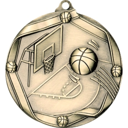 Ribbon Basketball Medal 2.25" / Gold