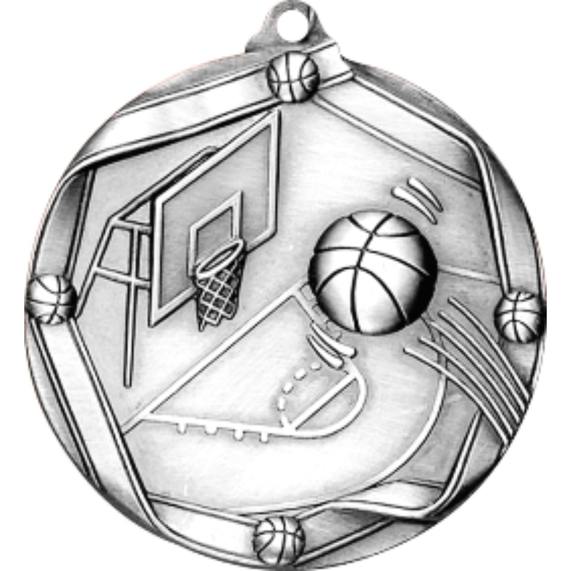 Ribbon Basketball Medal 2.25" / Silver