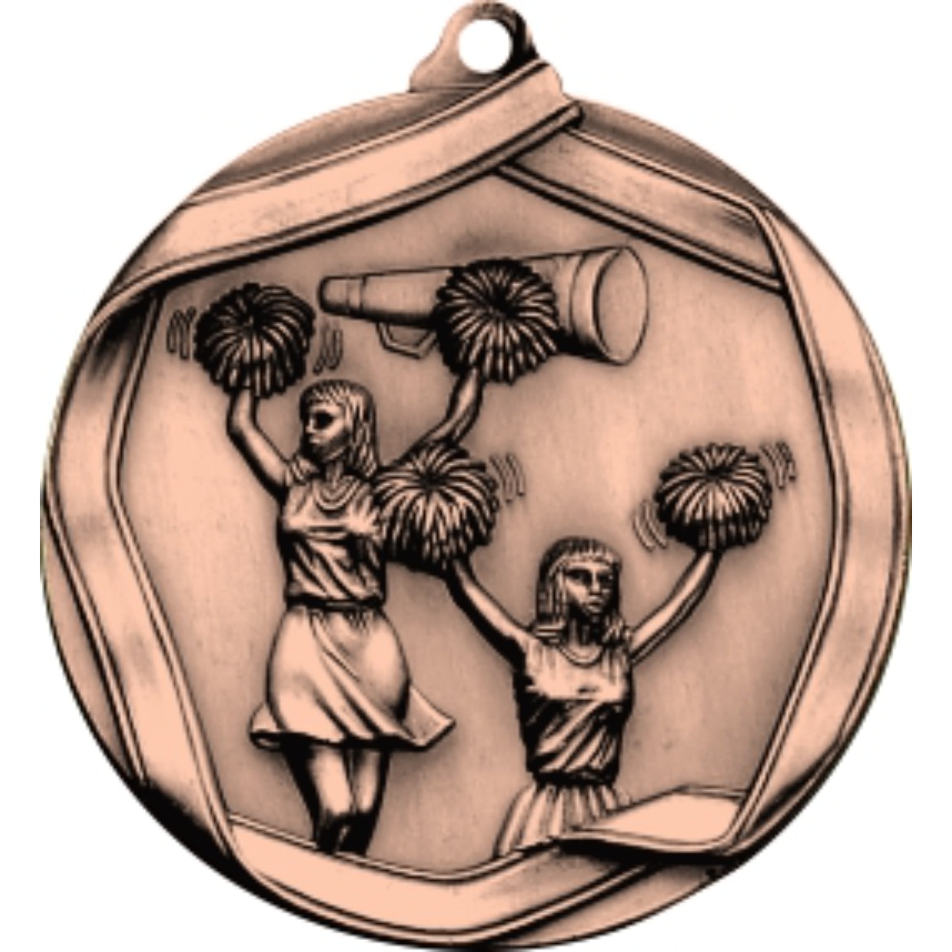 Ribbon Cheerleader Medal 2.25" / Bronze (Copper Tone)
