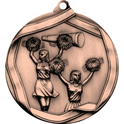 Ribbon Cheerleader Medal 2.25" / Bronze (Copper Tone)
