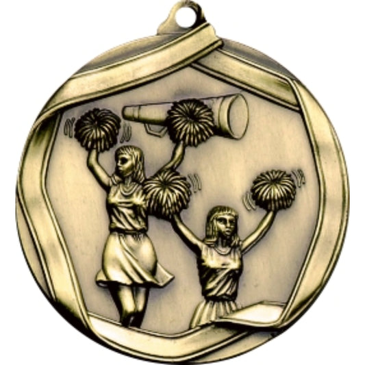 Ribbon Cheerleader Medal 2.25" / Gold