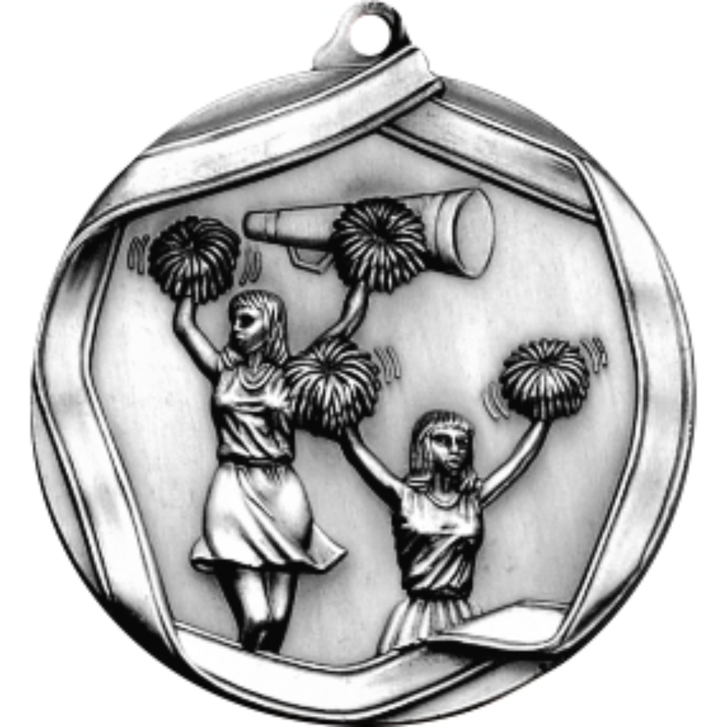 Ribbon Cheerleader Medal 2.25" / Silver
