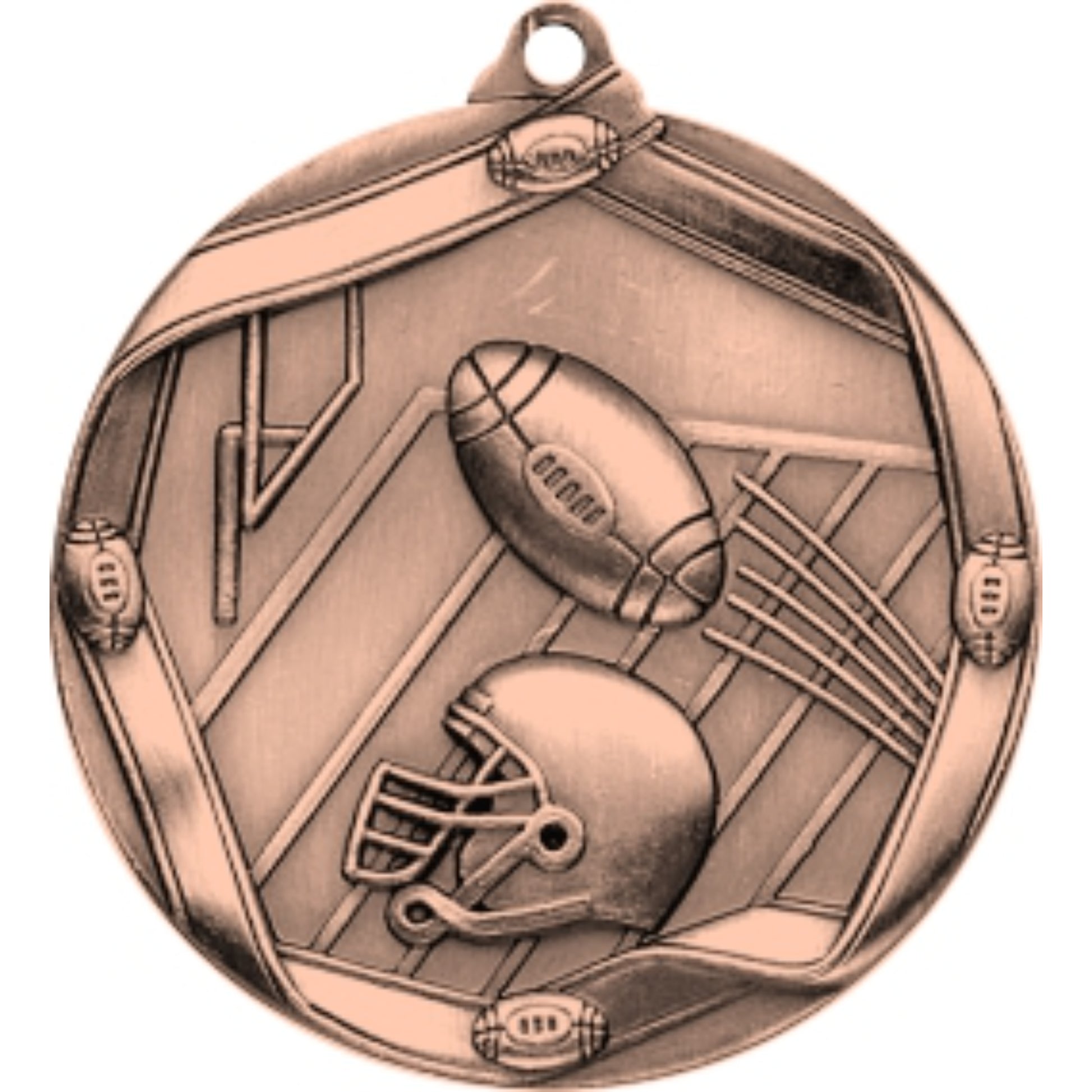 Ribbon Football Medal 2.25" / Bronze (Copper Tone)