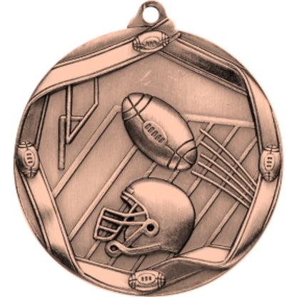 Ribbon Football Medal 2.25" / Bronze (Copper Tone)
