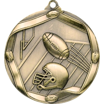 Ribbon Football Medal 2.25" / Gold