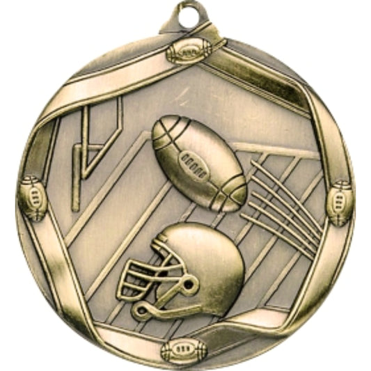 Ribbon Football Medal 2.25" / Gold