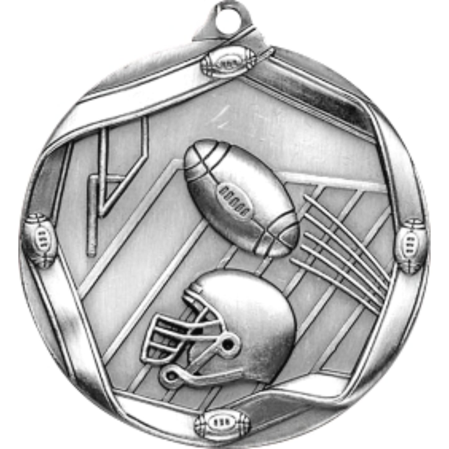Ribbon Football Medal 2.25" / Silver