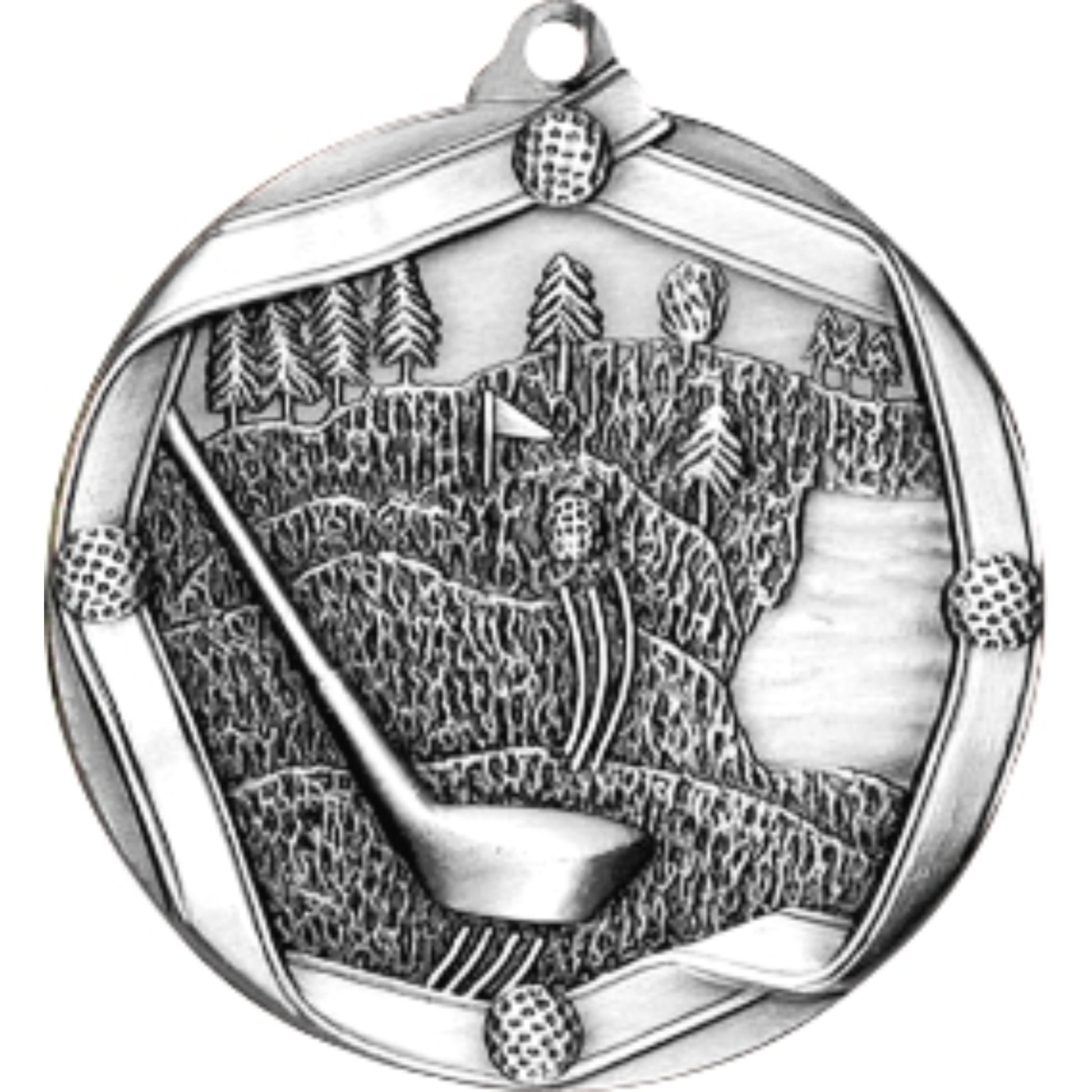 Ribbon Golf Medal 2.25" / Silver