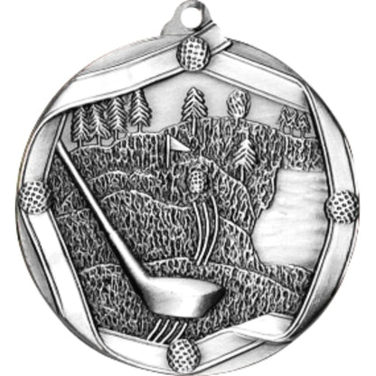 Ribbon Golf Medal 2.25" / Silver
