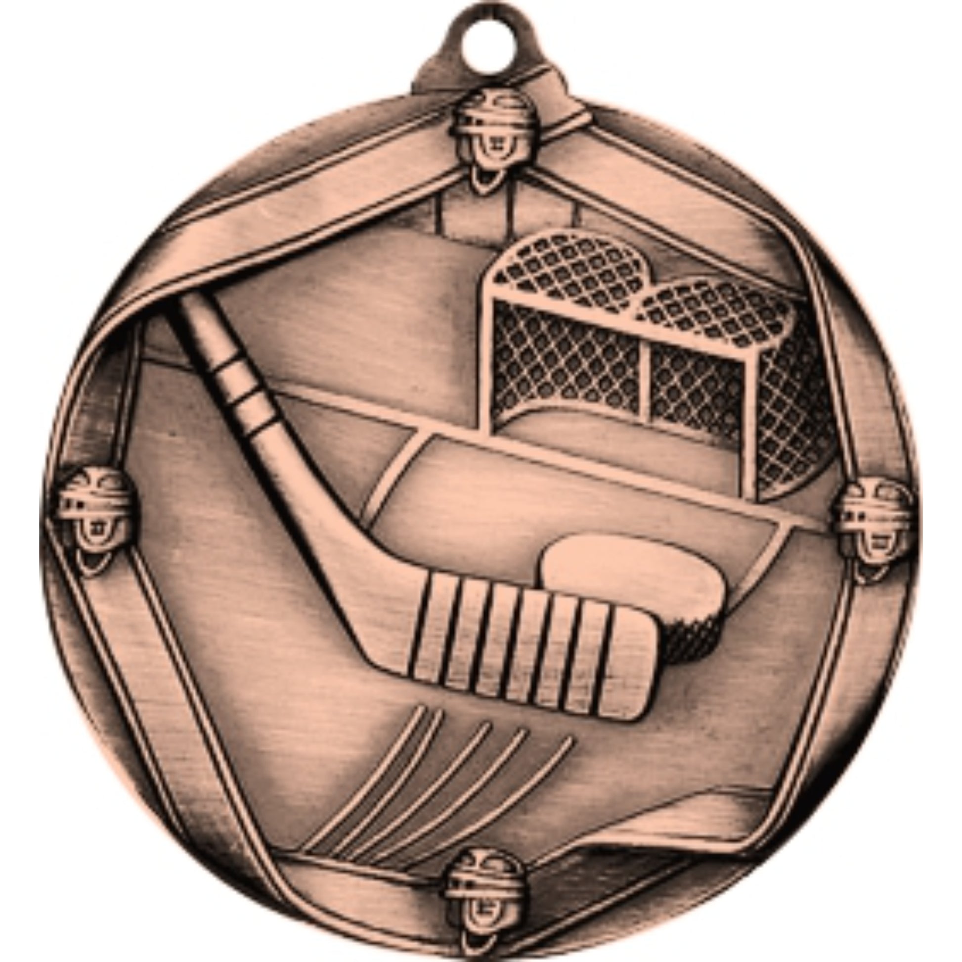Ribbon Hockey Medal 2.25" / Bronze (Copper Tone)