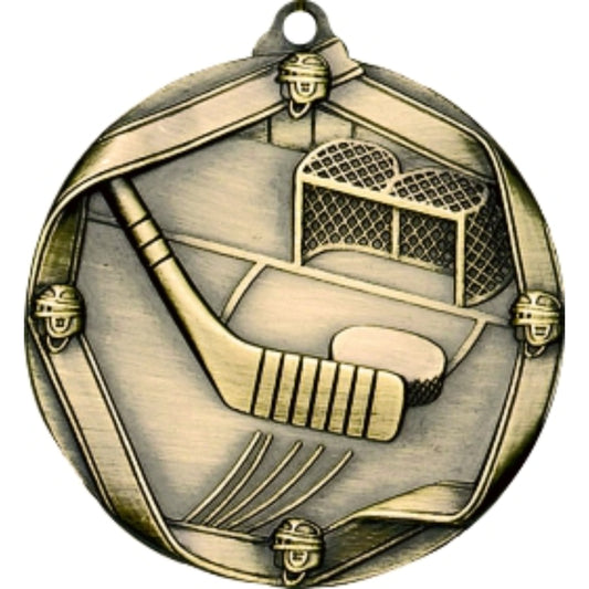 Ribbon Hockey Medal 2.25" / Gold
