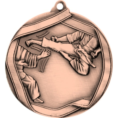 Ribbon Karate Medal 2.25" / Bronze (Copper Tone)