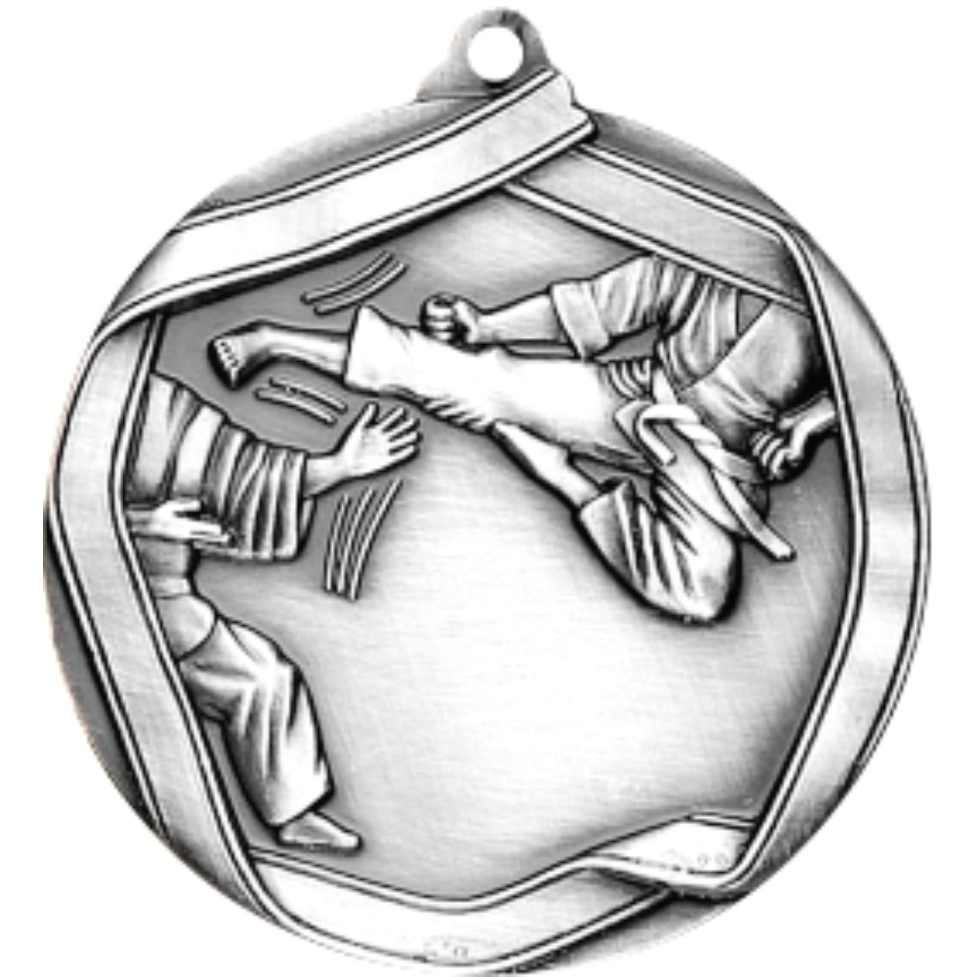 Ribbon Karate Medal 2.25" / Silver